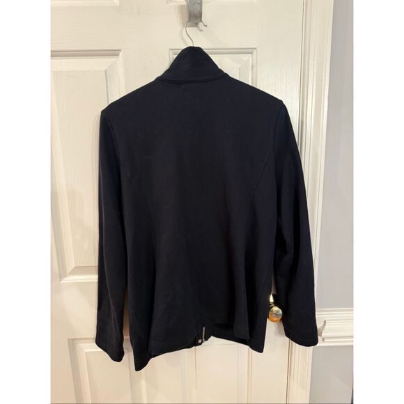 Lauren Ralph Lauren Black Jersey Funnel Neck Zip Button Jacket sz L EUC - Picture 8 of 9